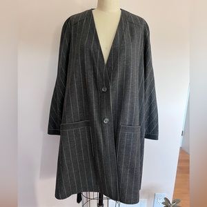VTG Valentino Boutique striped Italian wool A-line collarless blazer